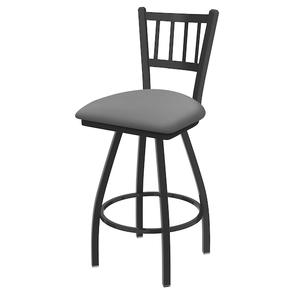36" Swivel Bar Stool, Pewter Finish, Canter Grey Seat